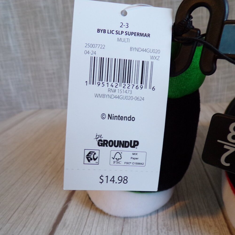 Super Mario Bros Mario & Luigi Character Slippers, Big Boys' Size 2/3 - Picture 6 of 6